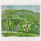 Japanese Countryside Mountain Oil Painting Landscape Original Unsigned FL163
