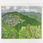 Japanese Countryside Mountain Oil Painting Landscape Original Unsigned FL164
