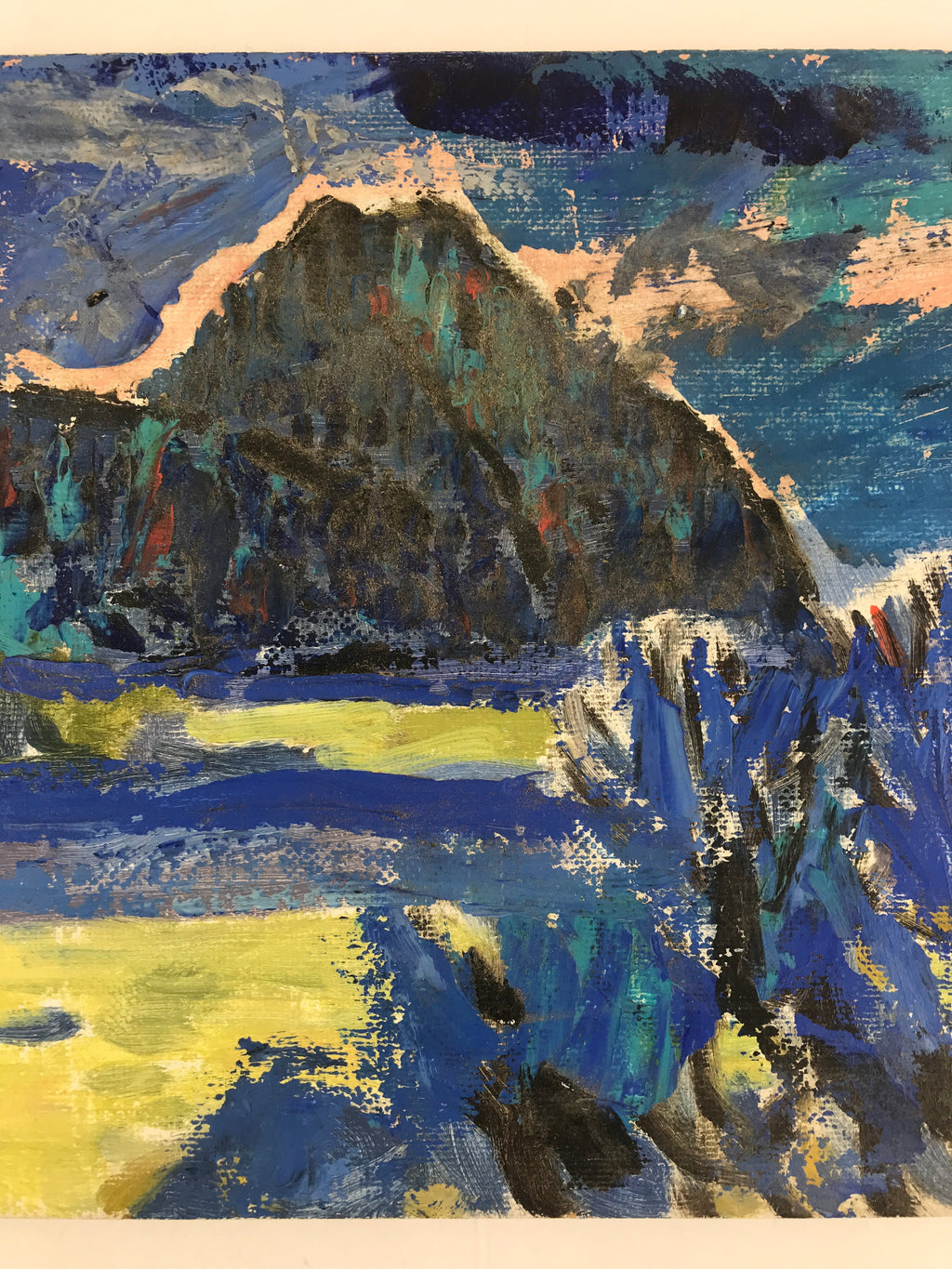 Japanese Countryside Mountain Oil Painting Landscape Original Unsigned FL166