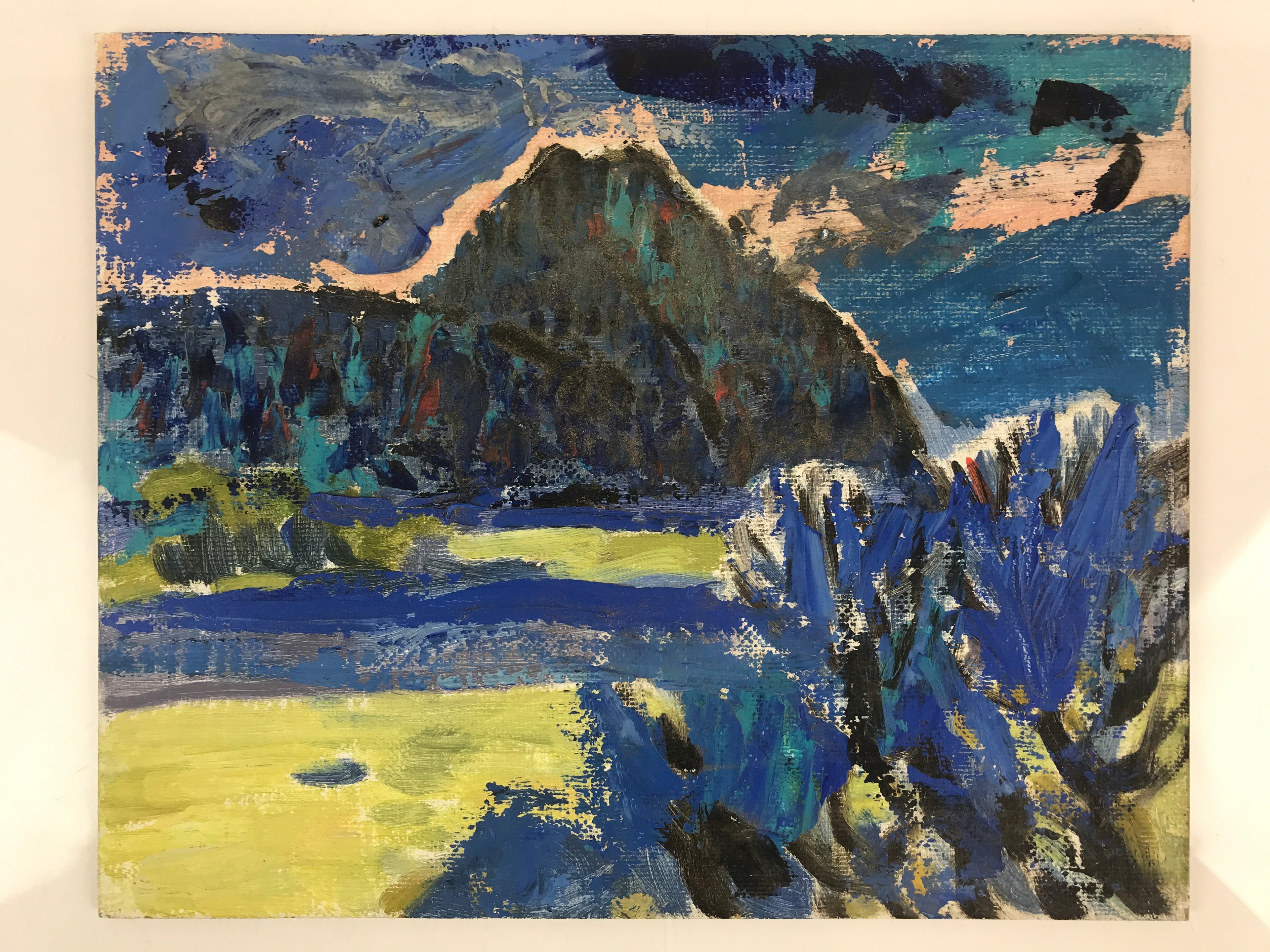 Japanese Countryside Mountain Oil Painting Landscape Original Unsigned FL166