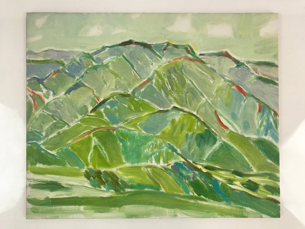 Japanese Countryside Mountain Oil Painting Landscape Original Unsigned FL177