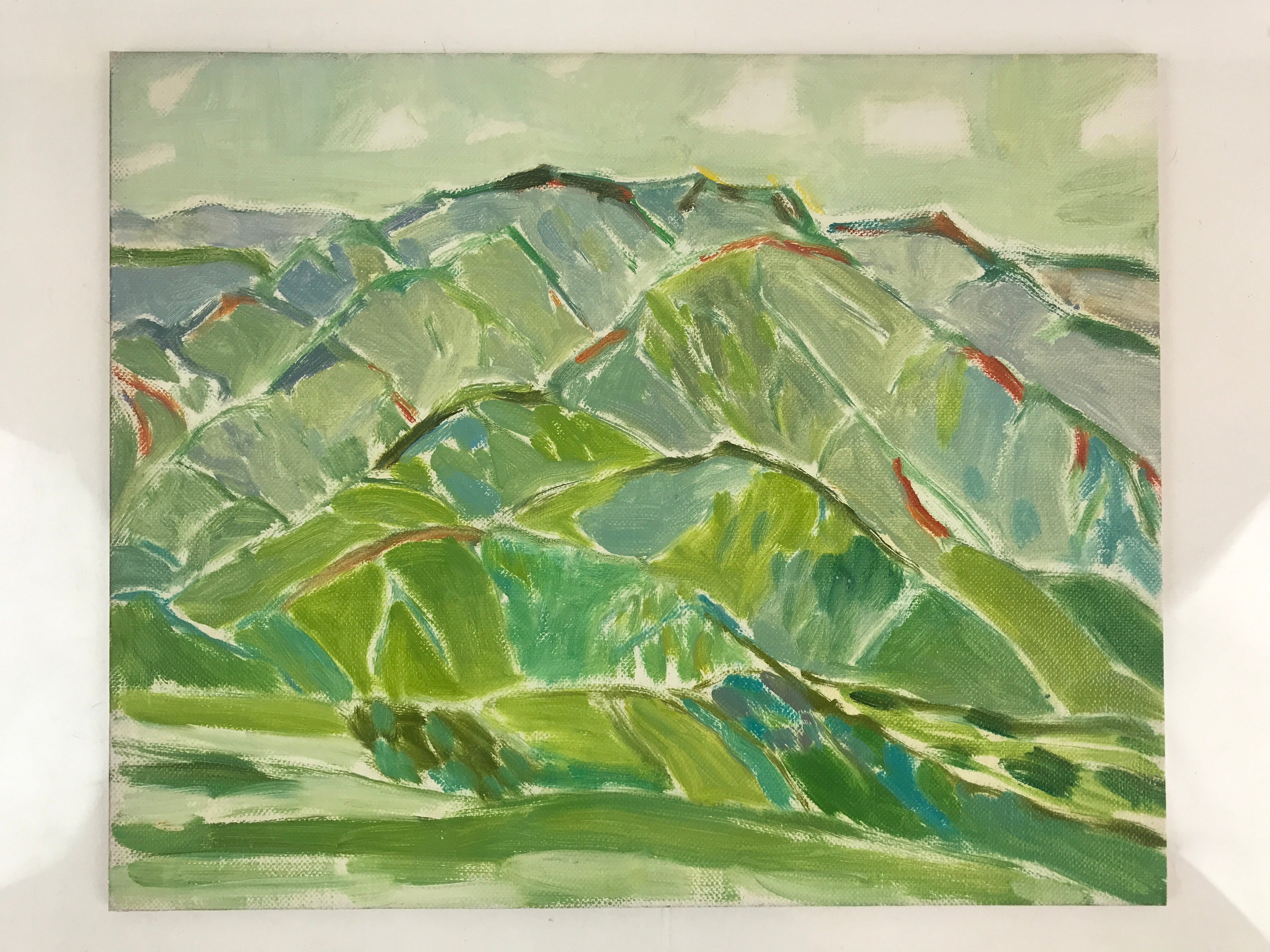 Japanese Countryside Mountain Oil Painting Landscape Original Unsigned FL177
