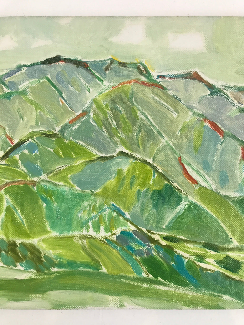Japanese Countryside Mountain Oil Painting Landscape Original Unsigned FL177