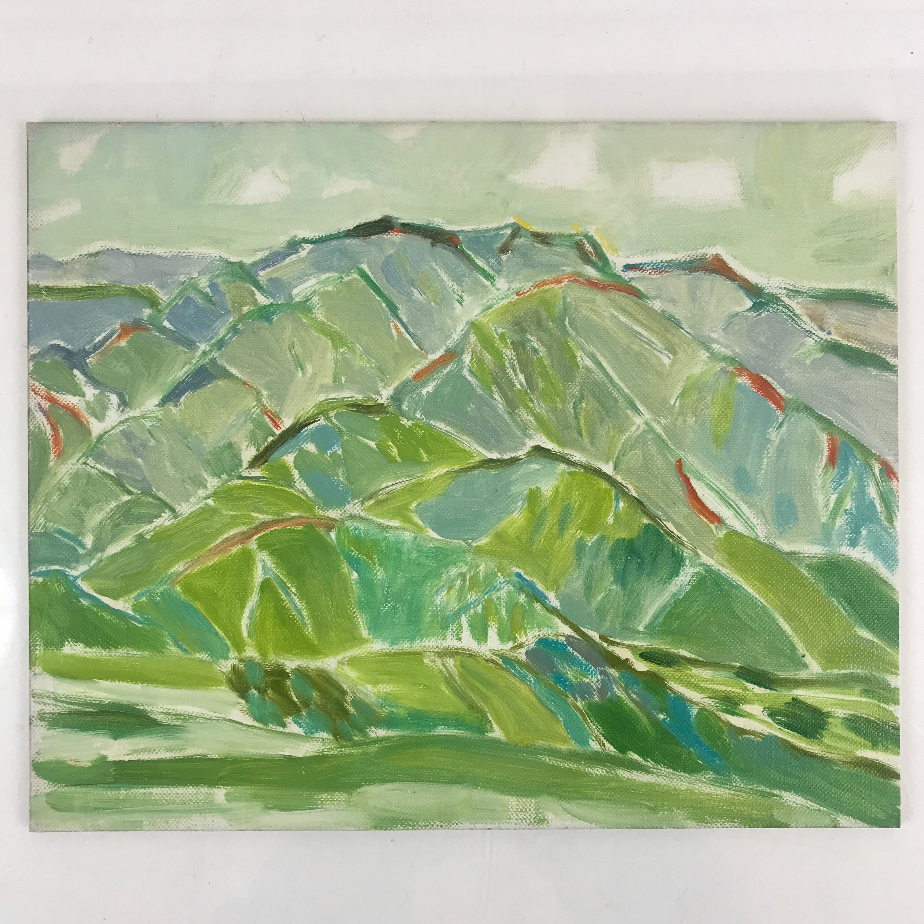 Japanese Countryside Mountain Oil Painting Landscape Original Unsigned FL177