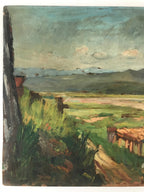 Japanese Countryside River Valley Oil Painting Landscape Original Unsigned FL182