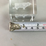 Japanese Crystal 3D Laser Glass Etched Vtg Paperweight Dog Shiba Inu J588