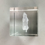 Japanese Crystal 3D Laser Glass Etched Vtg Paperweight Dog Shiba Inu J588