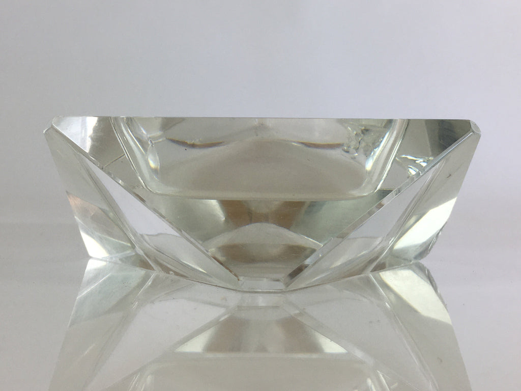 Japanese Crystal Glass Ashtray Display Vtg Triangle Ornament Haizara JK391