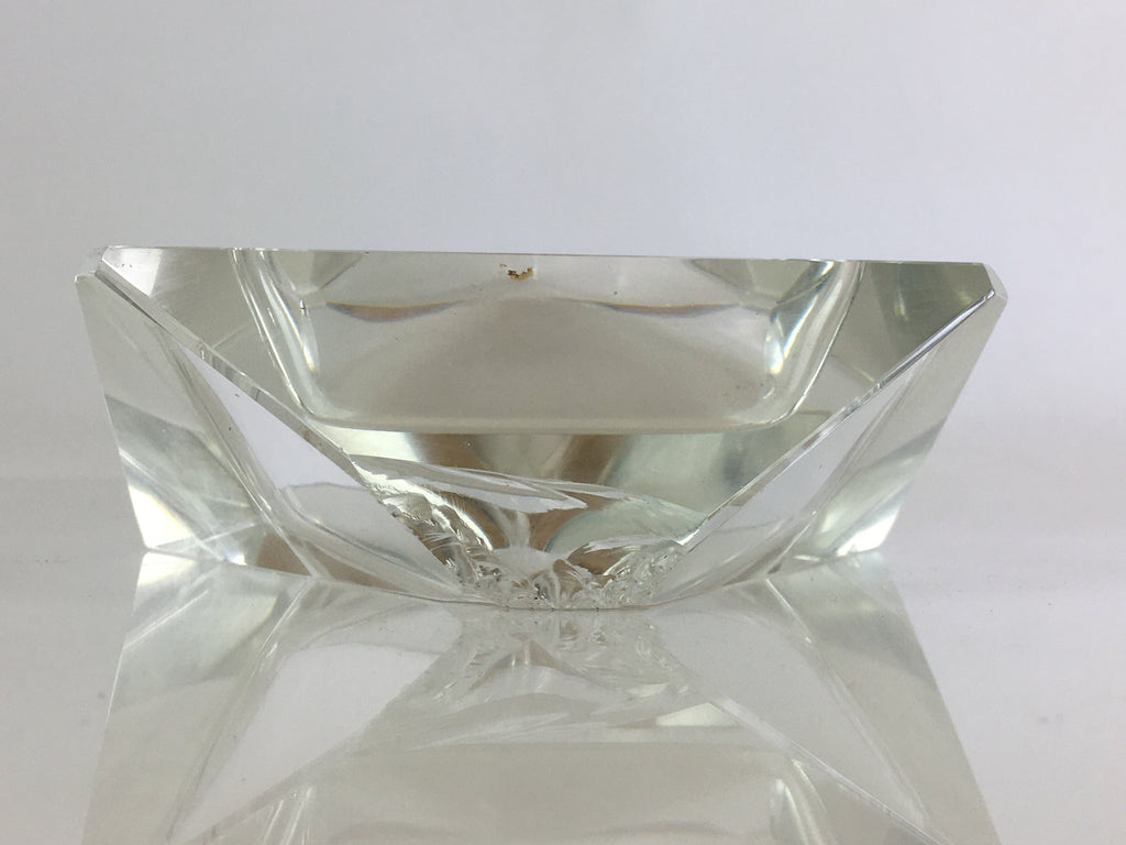 Japanese Crystal Glass Ashtray Display Vtg Triangle Ornament Haizara JK391