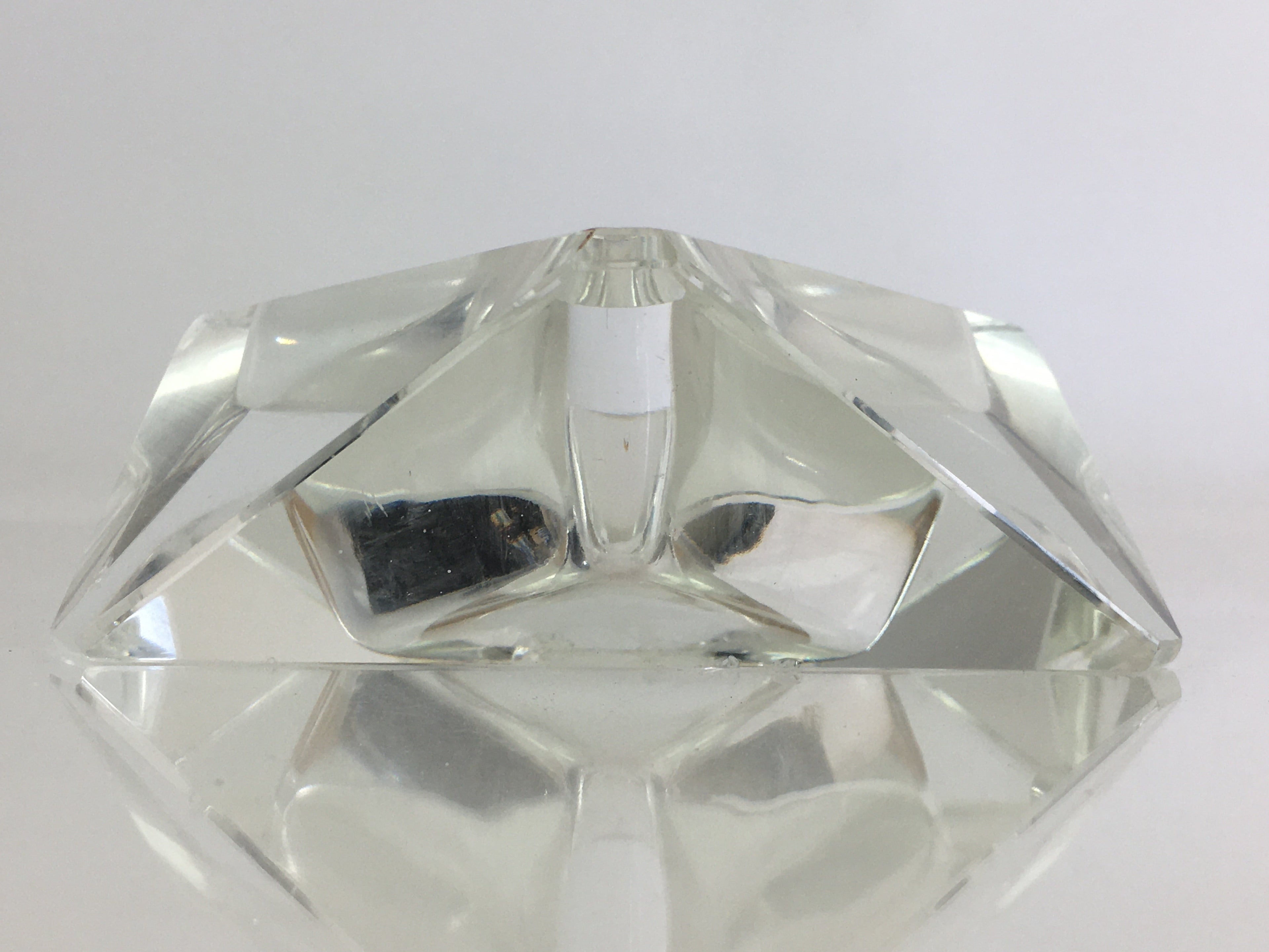 Japanese Crystal Glass Ashtray Display Vtg Triangle Ornament Haizara JK391