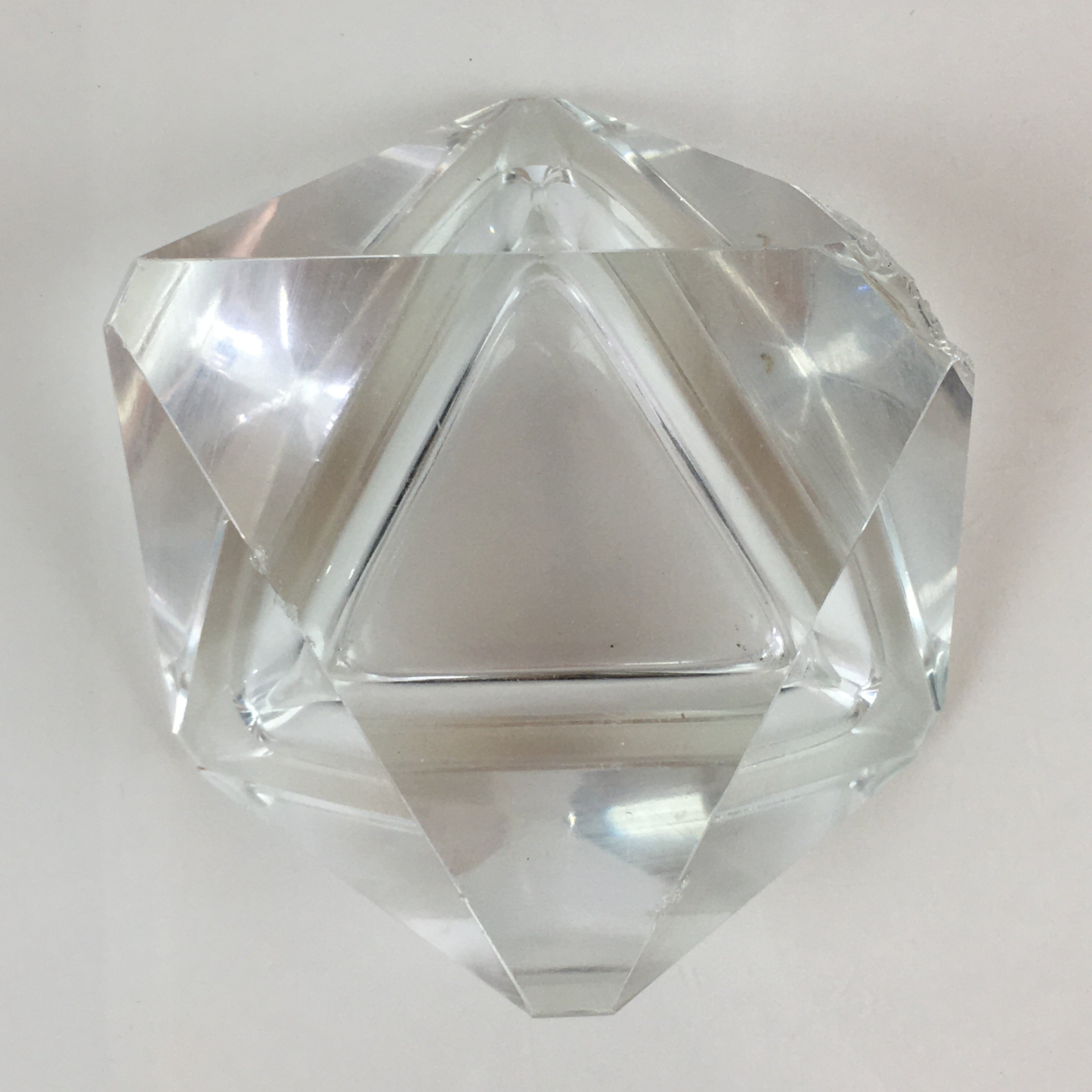 Japanese Crystal Glass Ashtray Display Vtg Triangle Ornament Haizara JK391