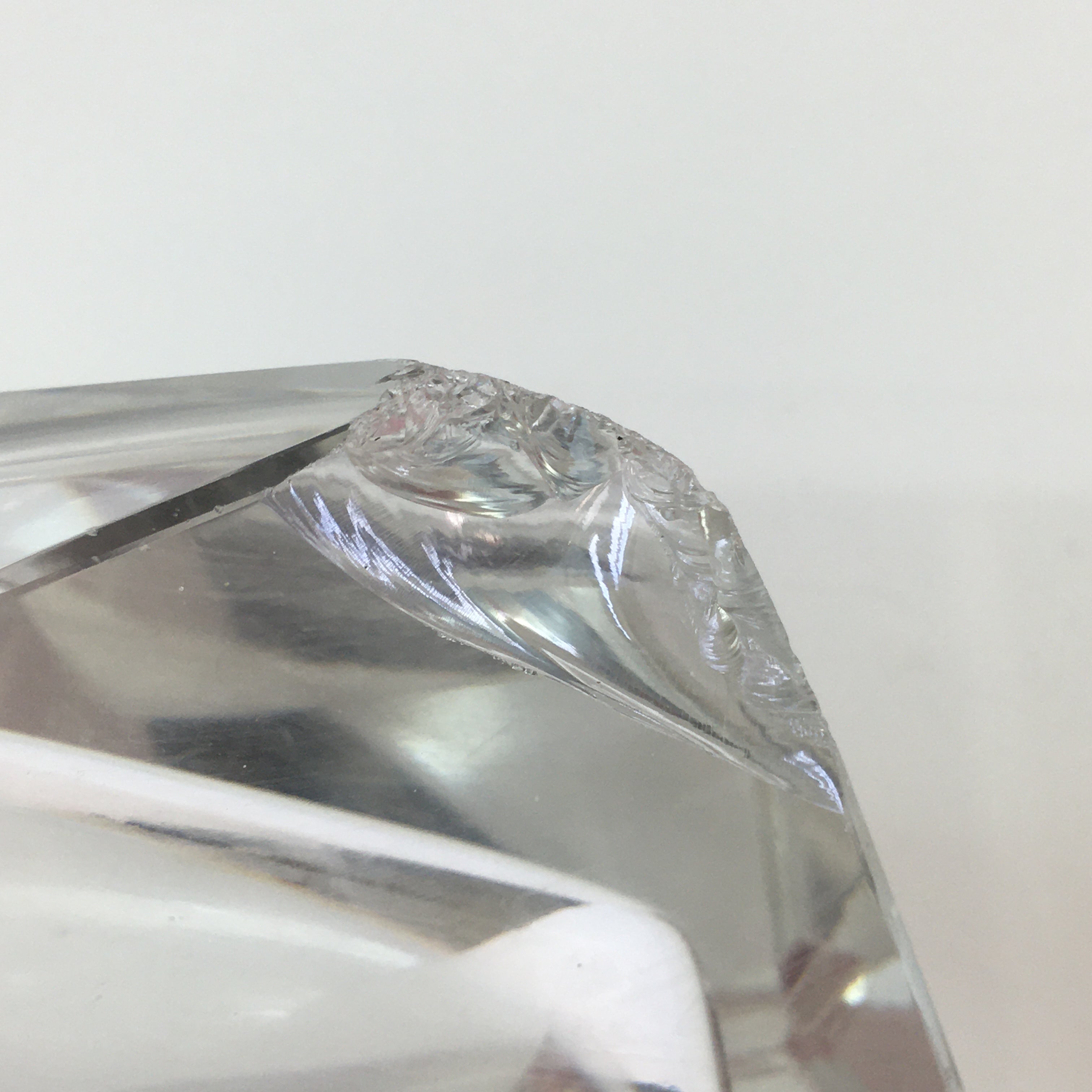 Japanese Crystal Glass Ashtray Display Vtg Triangle Ornament Haizara JK391