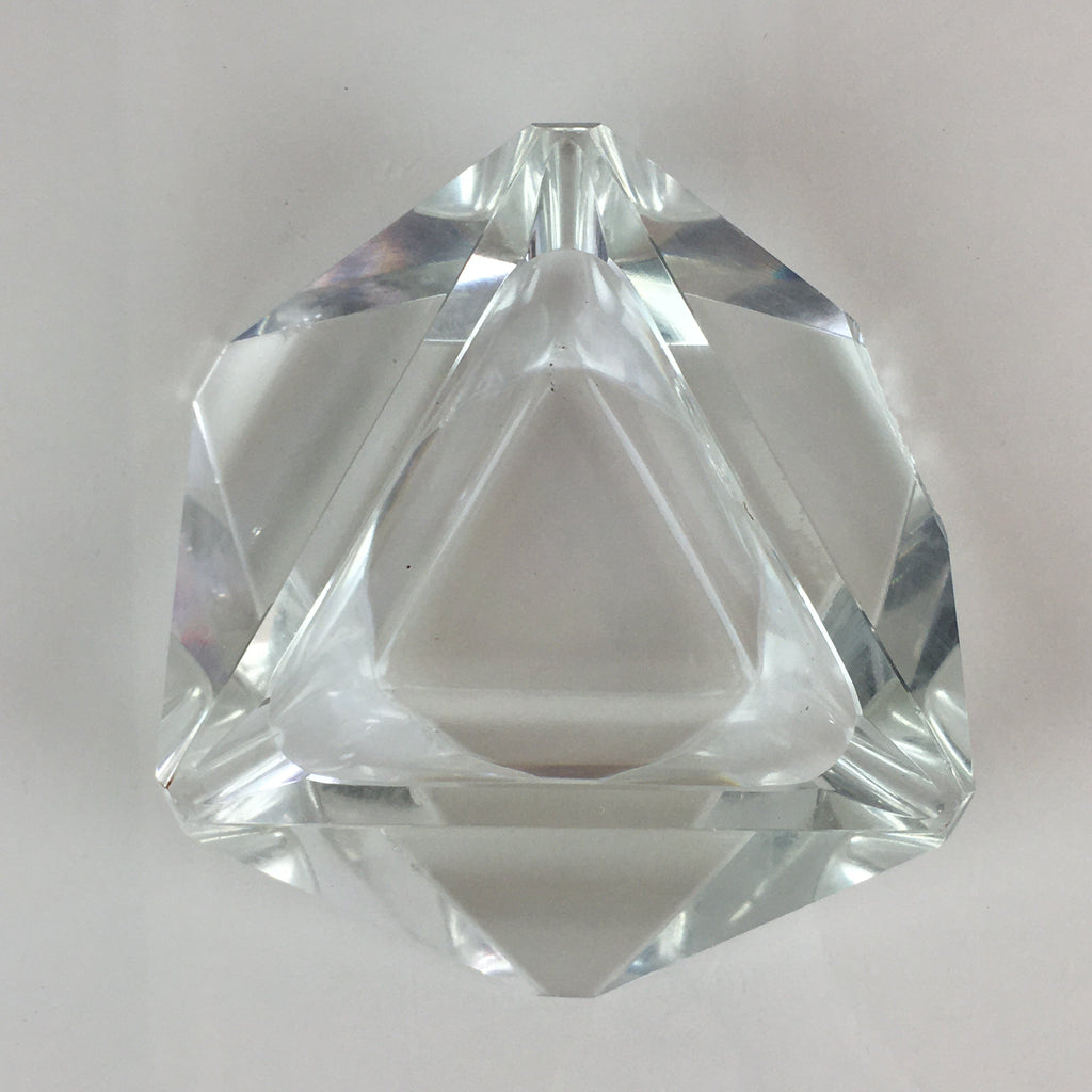 Japanese Crystal Glass Ashtray Display Vtg Triangle Ornament Haizara JK391