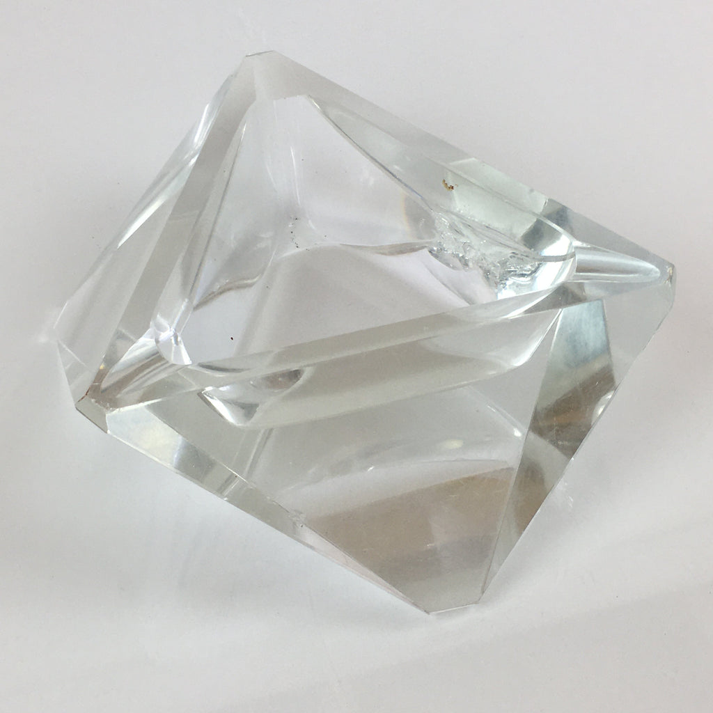 Japanese Crystal Glass Ashtray Display Vtg Triangle Ornament Haizara JK391