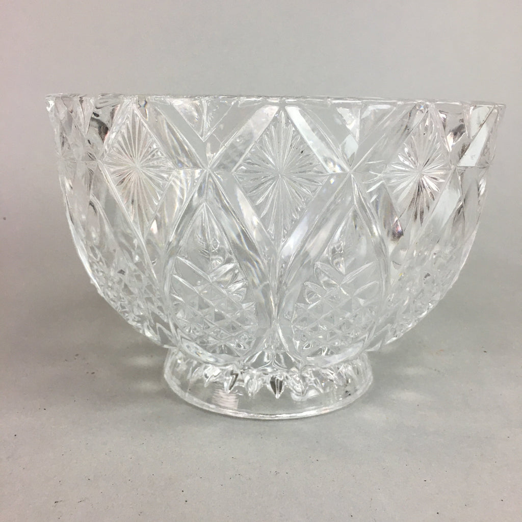 Japanese Cut Glass Bowl Vtg Crystal Brilliant Leaf Diamond PP328