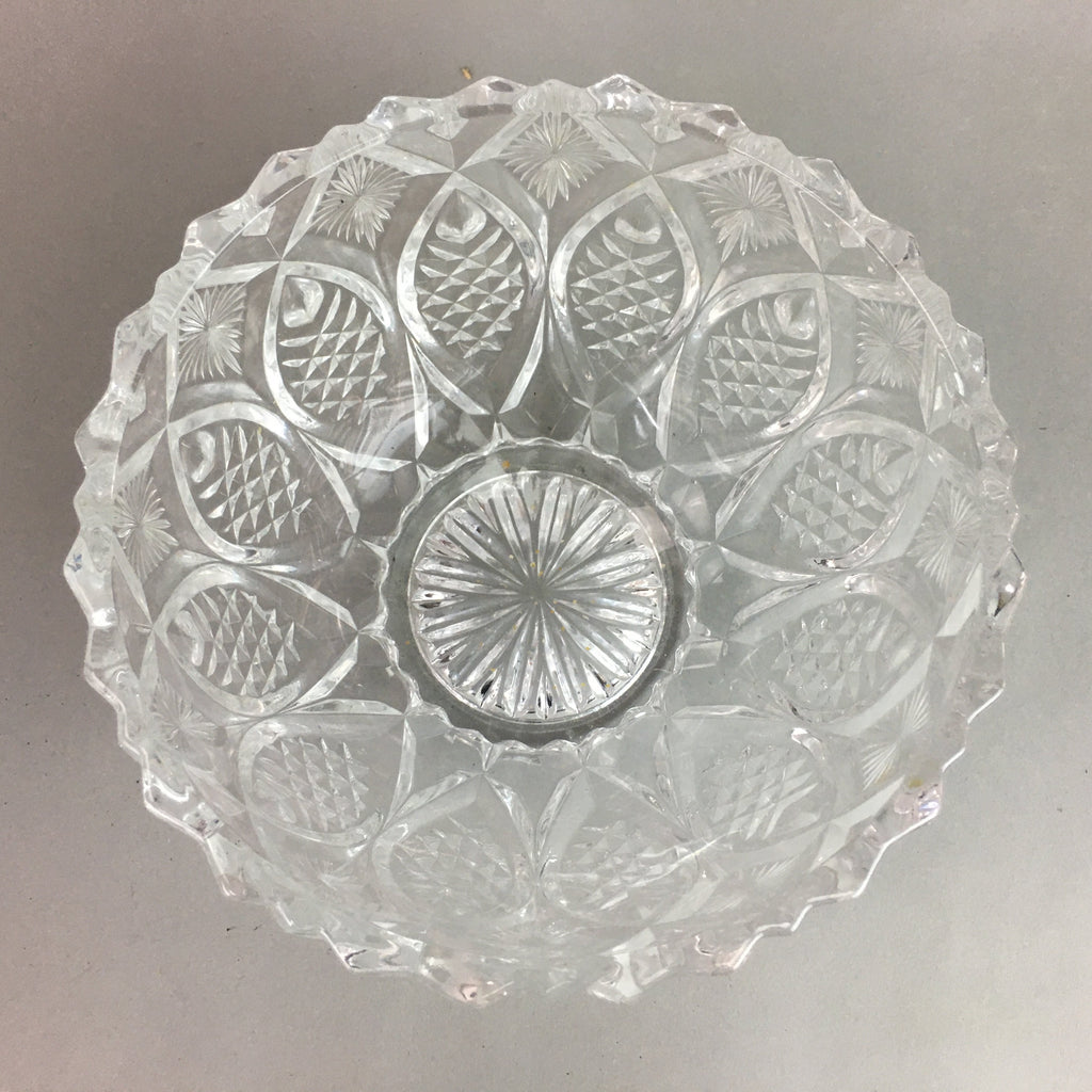 Japanese Cut Glass Bowl Vtg Crystal Brilliant Leaf Diamond PP328