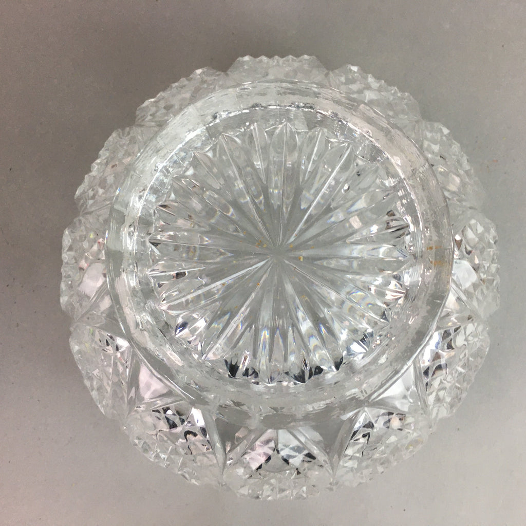 Japanese Cut Glass Bowl Vtg Crystal Brilliant Leaf Diamond PP328