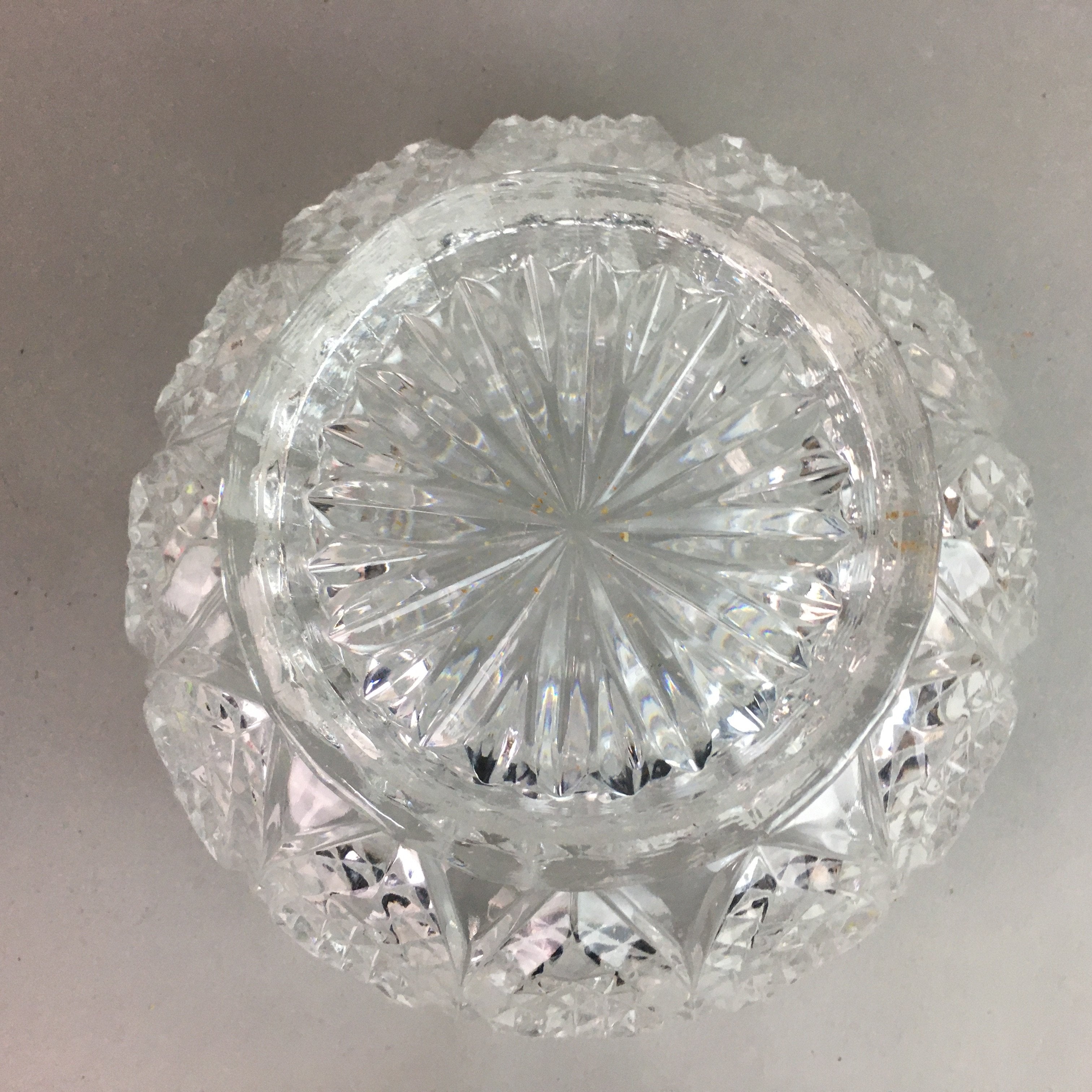 Japanese Cut Glass Bowl Vtg Crystal Brilliant Leaf Diamond PP328