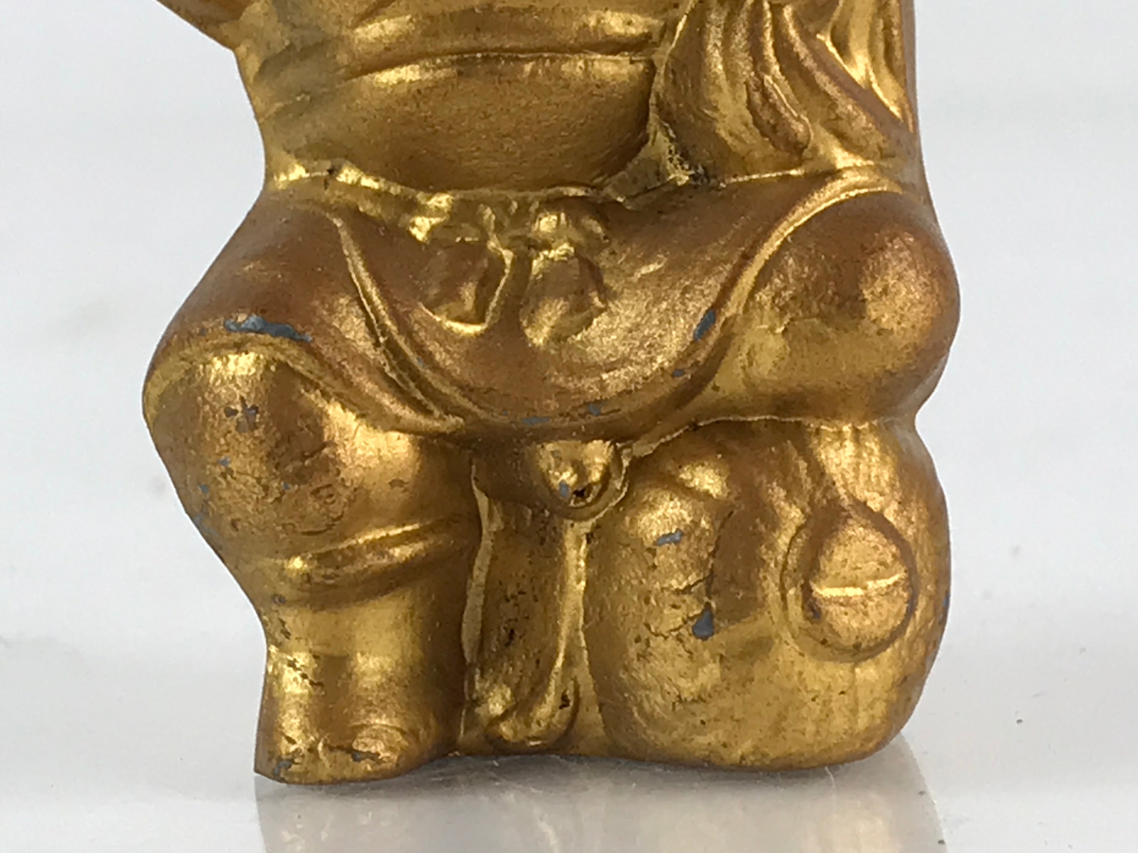 Japanese Daikokuten Figurine 7 Lucky Gods Wealth Vtg Gold Metal Statue JK424