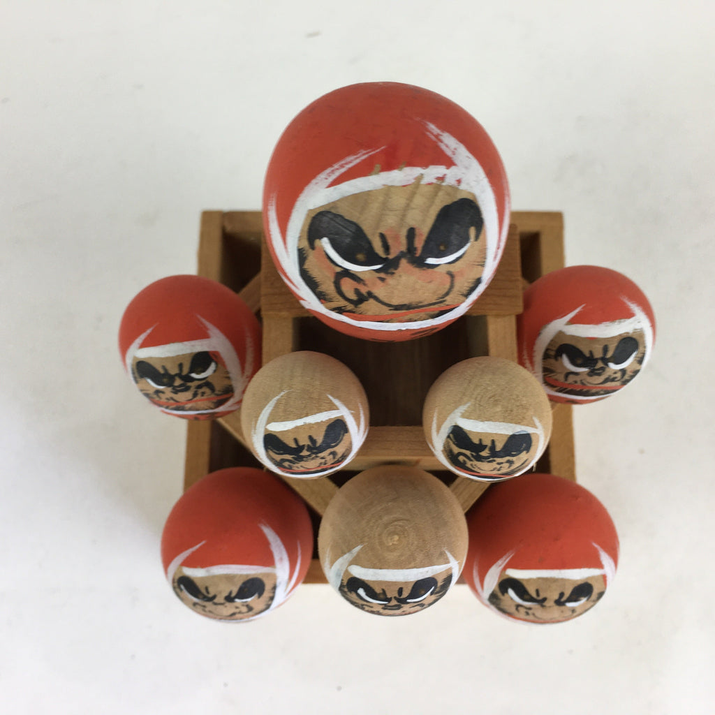 Japanese Daruma Figurine Kokeshi Doll Wood Sake Cup Masu Ornament Okimono BD783