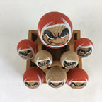 Japanese Daruma Figurine Kokeshi Doll Wood Sake Cup Masu Ornament Okimono BD783