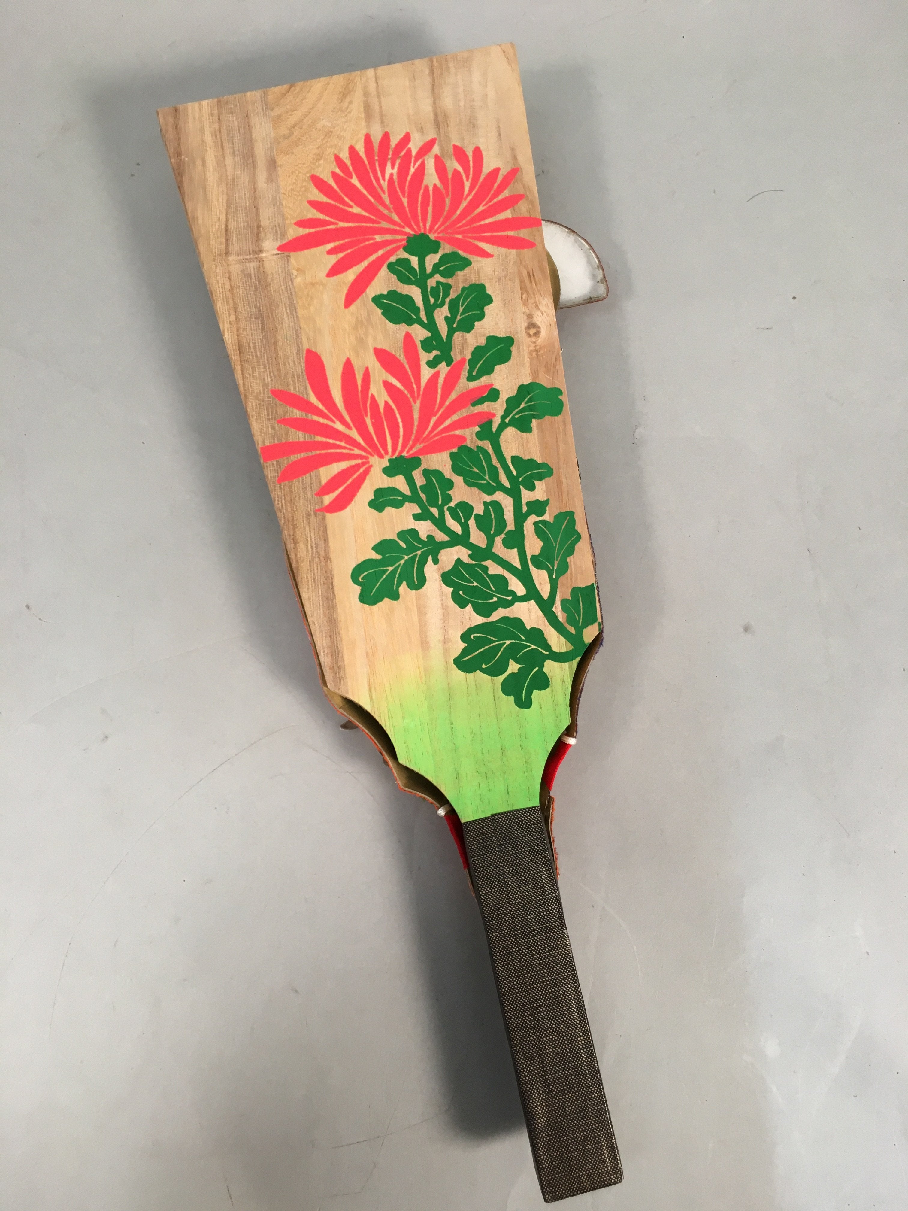 Japanese Decorative Wooden Paddle Kimono Woman Vtg Geisha Hagoita J968