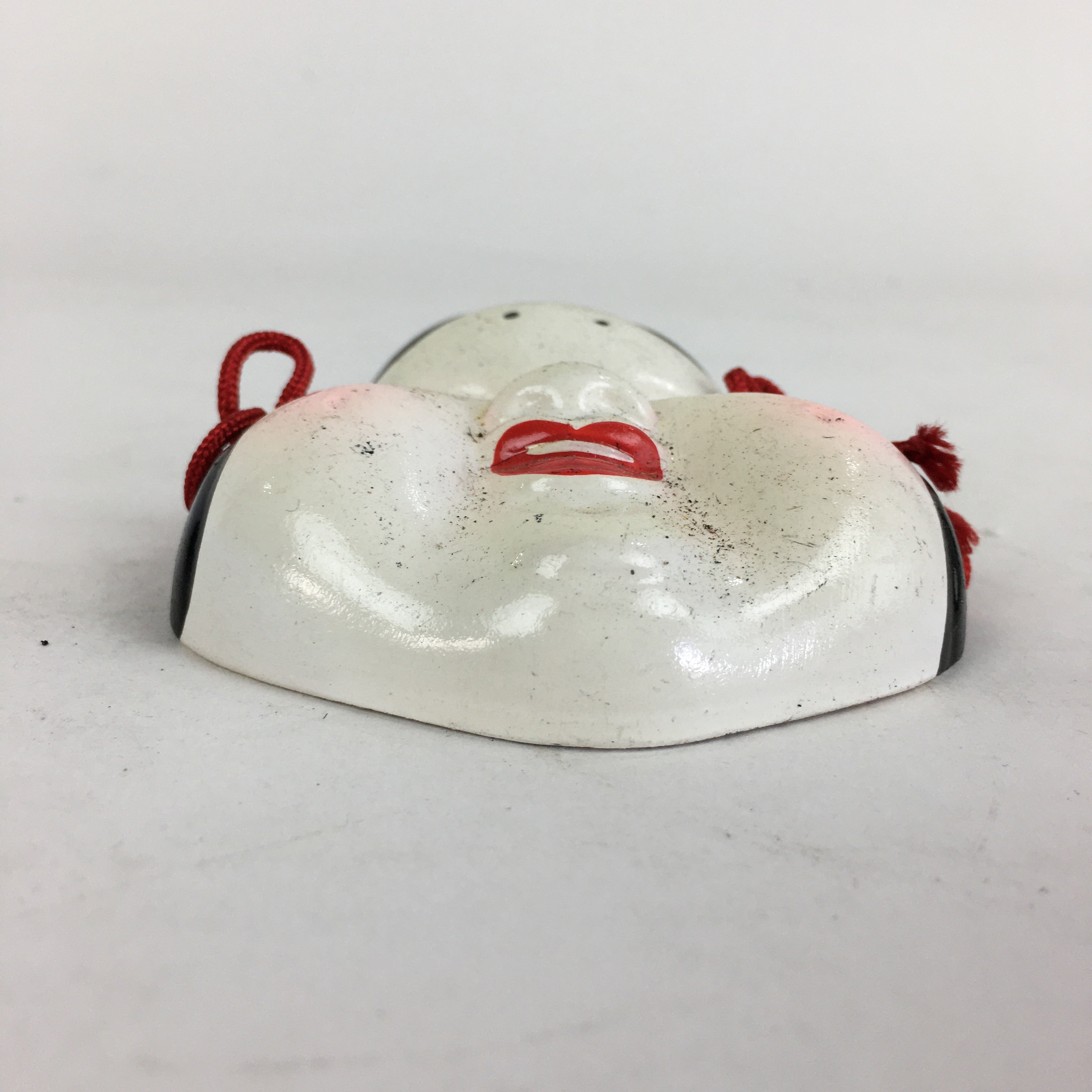 Japanese Display Ceramic Otafuku Mask Vtg Face Miniature Ornament JK285