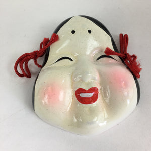 Japanese Display Ceramic Otafuku Mask Vtg Face Miniature Ornament JK286
