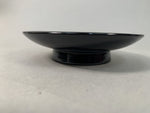 Japanese Drink Saucer Vtg Chataku Coaster Wood Lacquerware Black Leaf QT92