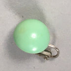 Japanese Earrings Vtg Green Round Pair Clip Metal JK99