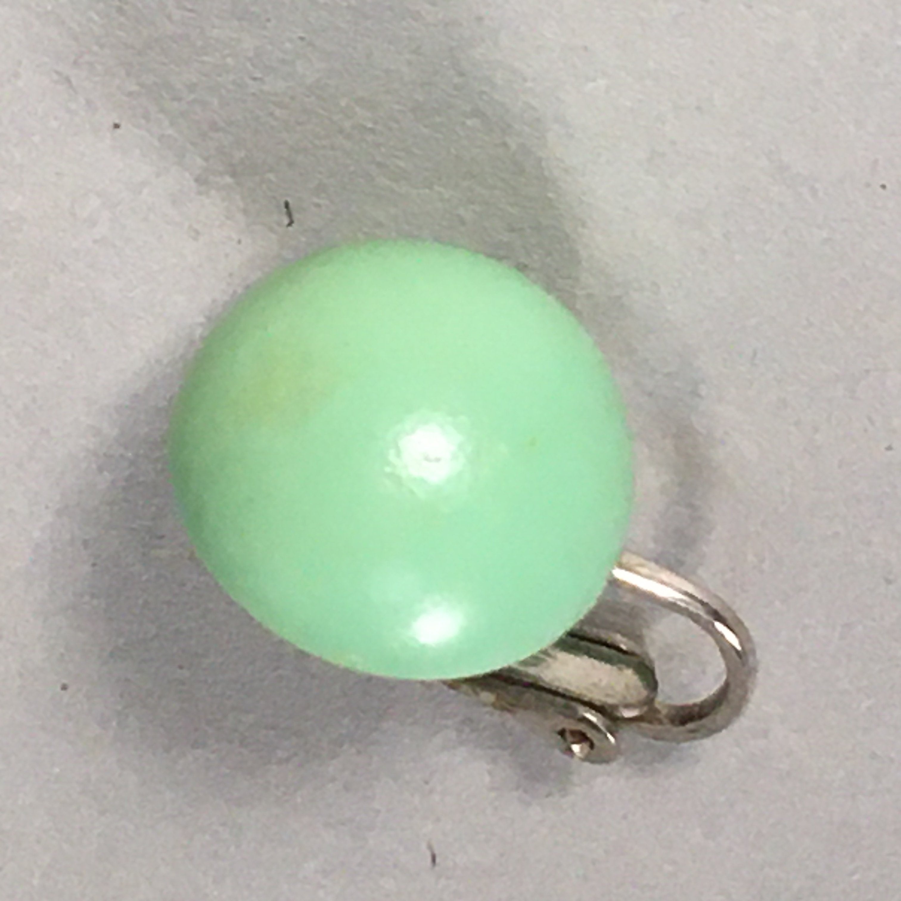 Japanese Earrings Vtg Green Round Pair Clip Metal JK99
