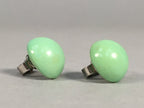 Japanese Earrings Vtg Green Round Pair Clip Metal JK99