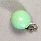 Japanese Earrings Vtg Green Round Pair Clip Metal JK99