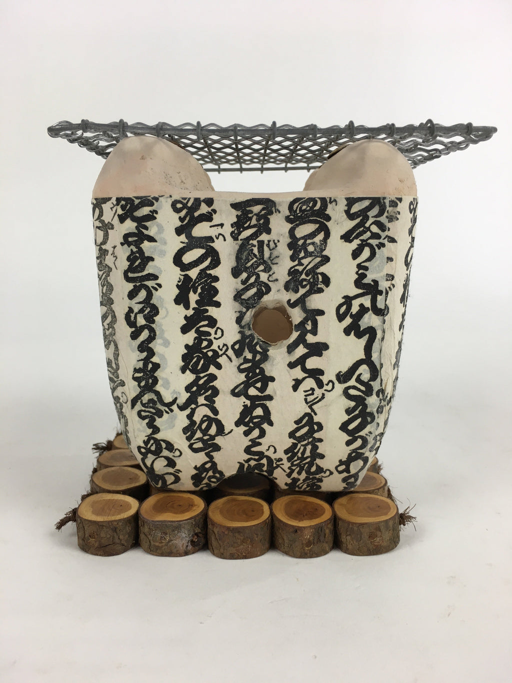 Japanese Earthen Charcoal Brazier Shichirin Vtg BBQ Grill Net Brazier Mat JK347