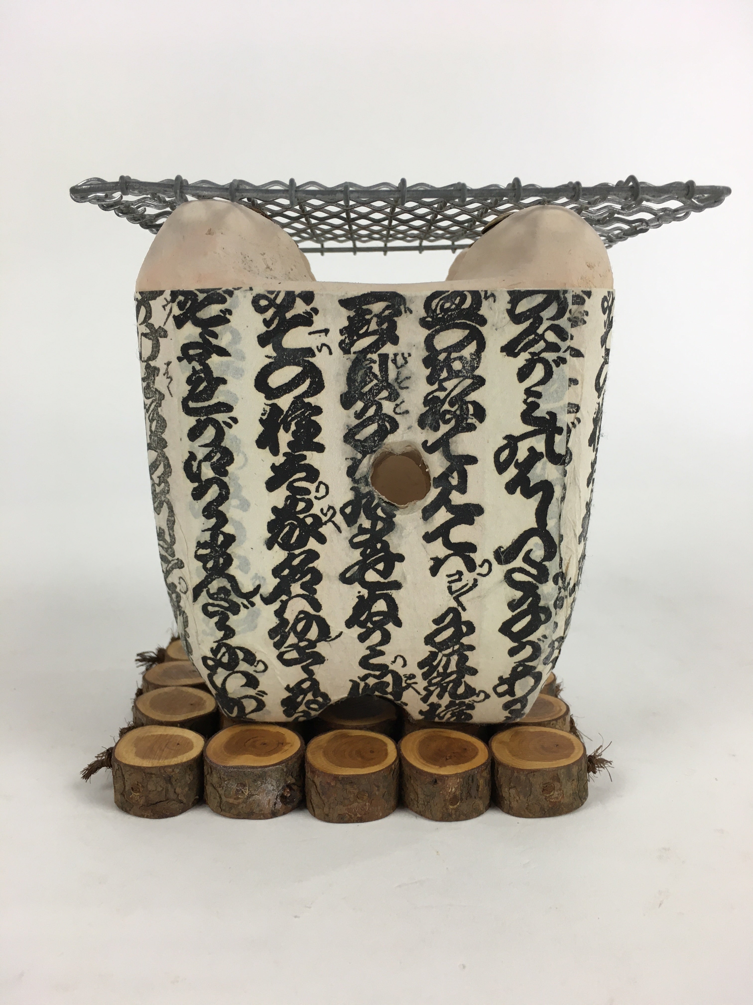 Japanese Earthen Charcoal Brazier Shichirin Vtg BBQ Grill Net Brazier Mat JK347