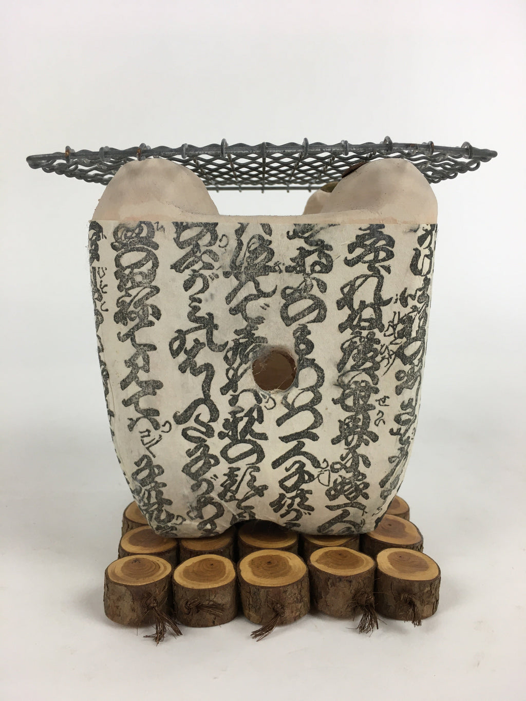 Japanese Earthen Charcoal Brazier Shichirin Vtg BBQ Grill Net Brazier Mat JK347