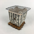 Japanese Earthen Charcoal Brazier Shichirin Vtg BBQ Grill Net Brazier Mat JK347