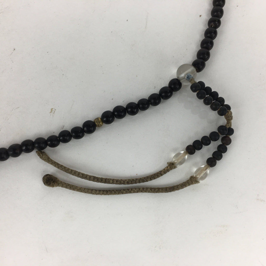 Japanese Ebony Buddhist Prayer Beads Vtg Black Wood Juzu Rosary Bracelet JZ67