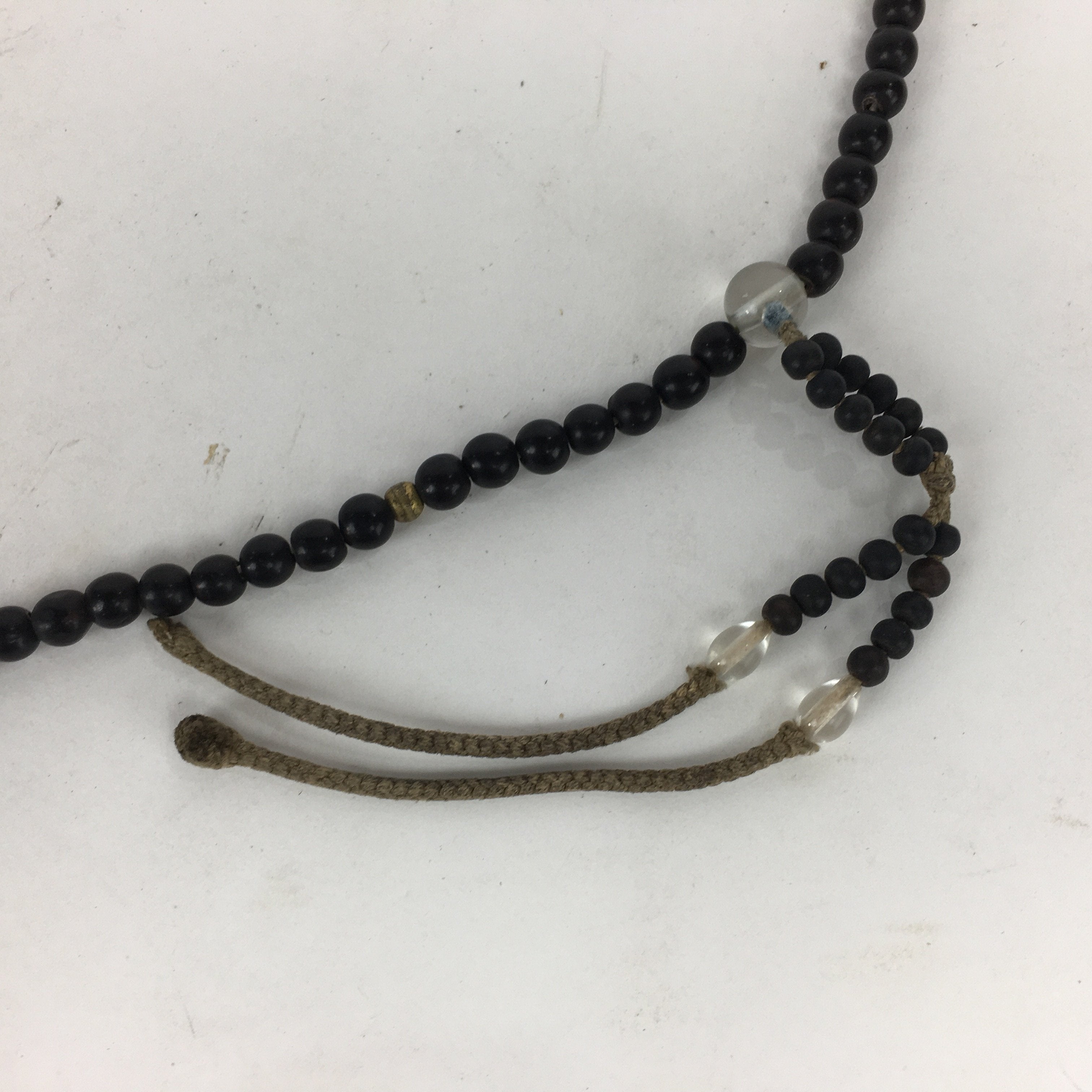 Japanese Ebony Buddhist Prayer Beads Vtg Black Wood Juzu Rosary Bracelet JZ67