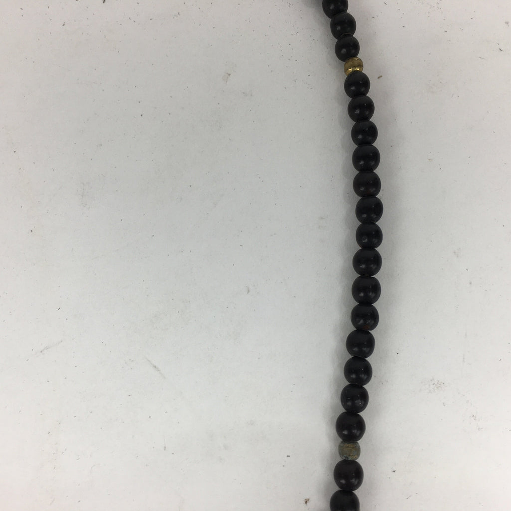Japanese Ebony Buddhist Prayer Beads Vtg Black Wood Juzu Rosary Bracelet JZ67