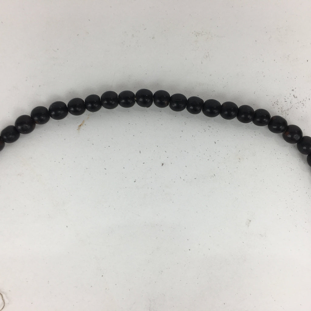 Japanese Ebony Buddhist Prayer Beads Vtg Black Wood Juzu Rosary Bracelet JZ67