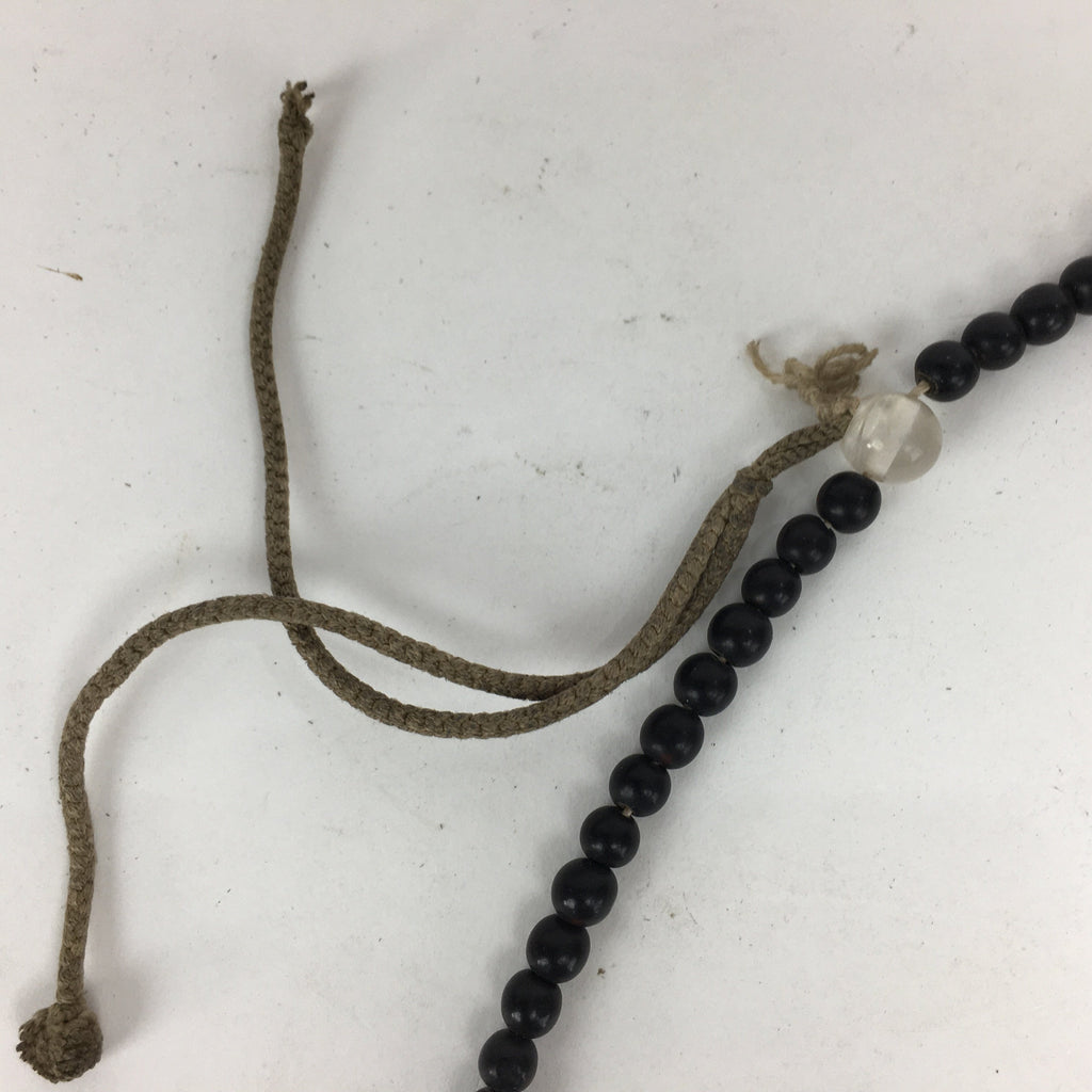 Japanese Ebony Buddhist Prayer Beads Vtg Black Wood Juzu Rosary Bracelet JZ67