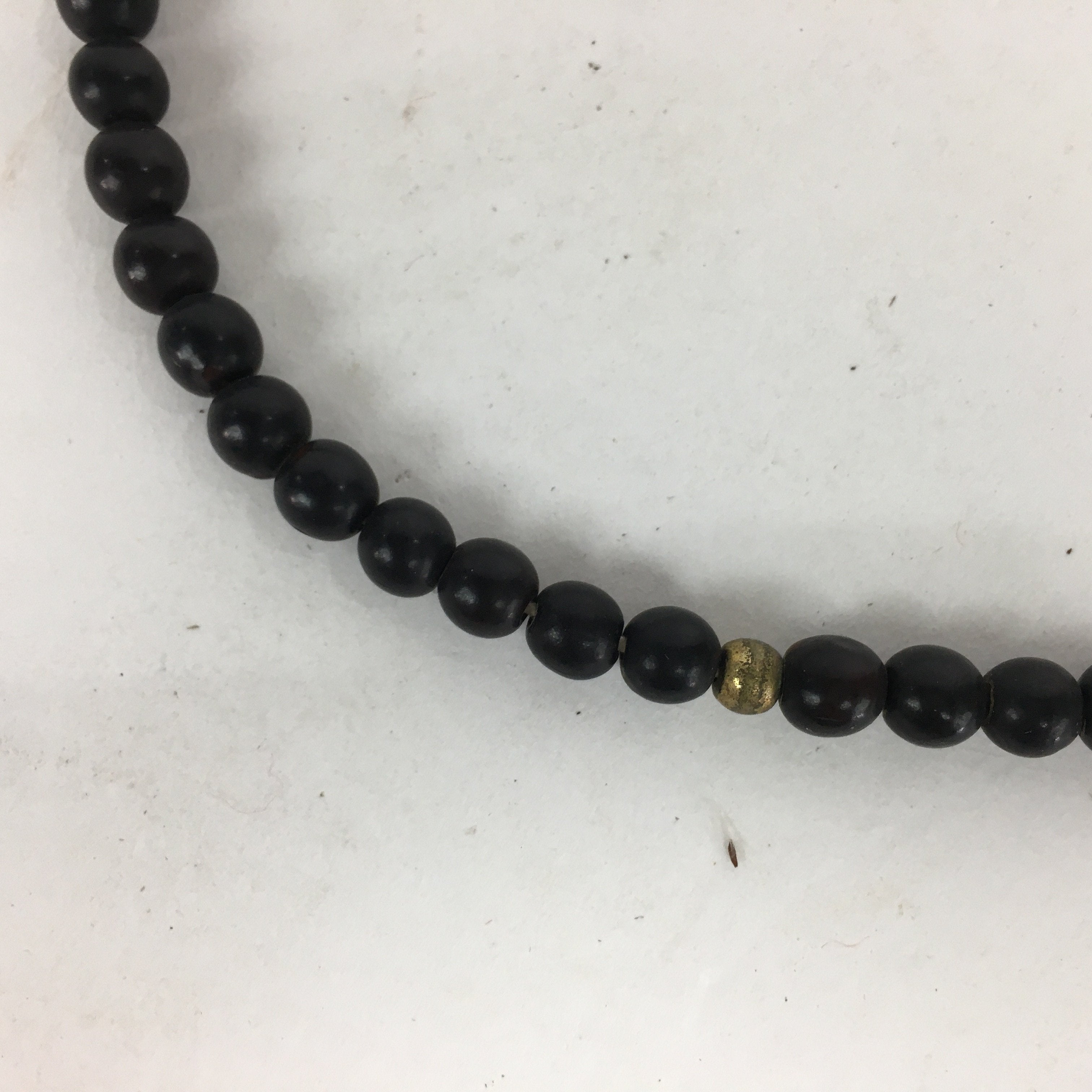 Japanese Ebony Buddhist Prayer Beads Vtg Black Wood Juzu Rosary Bracelet JZ67