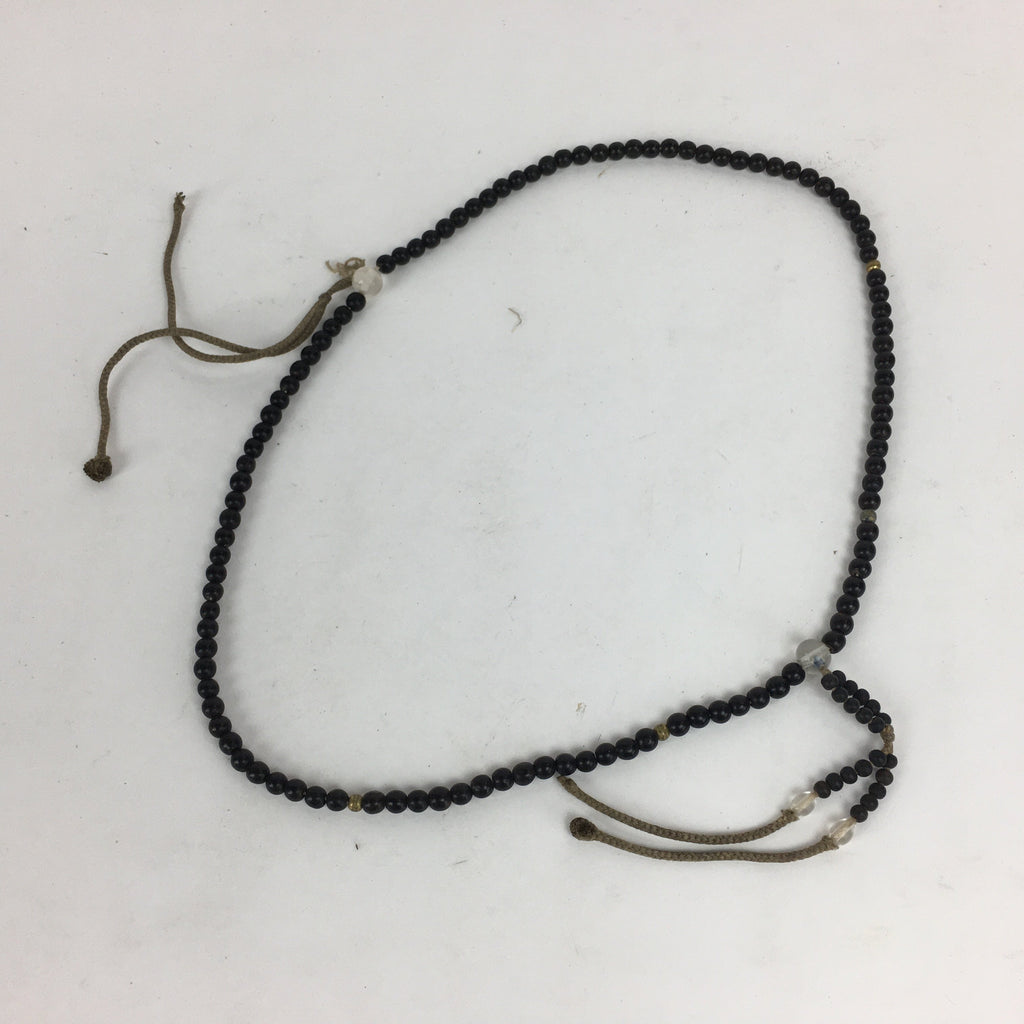 Japanese Ebony Buddhist Prayer Beads Vtg Black Wood Juzu Rosary Bracelet JZ67