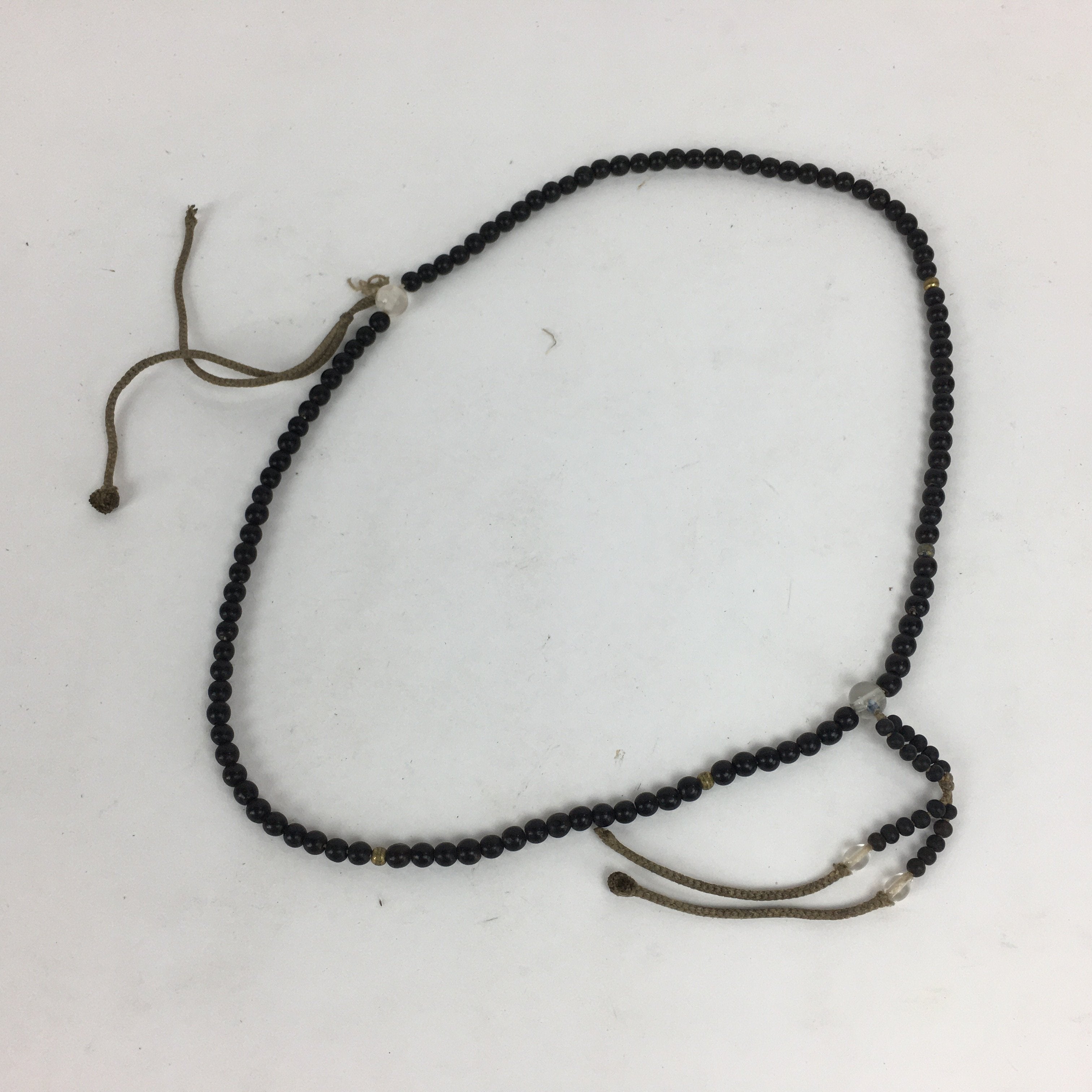 Japanese Ebony Buddhist Prayer Beads Vtg Black Wood Juzu Rosary Bracelet JZ67