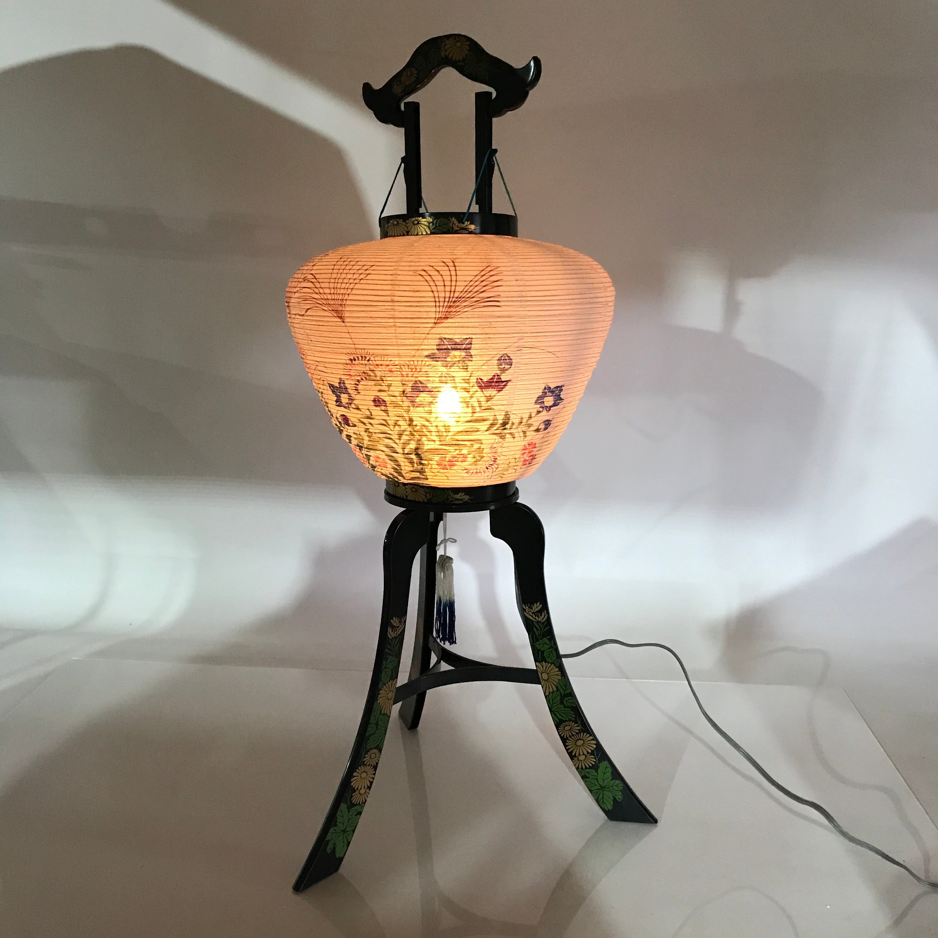 Japanese Electric Ouchi Lantern Vtg 3 Legs Standing Chochin Obon Festival LT55