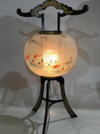Japanese Electric Paper Lantern Vtg Standing Chochin Obon Festival Fishing LT48