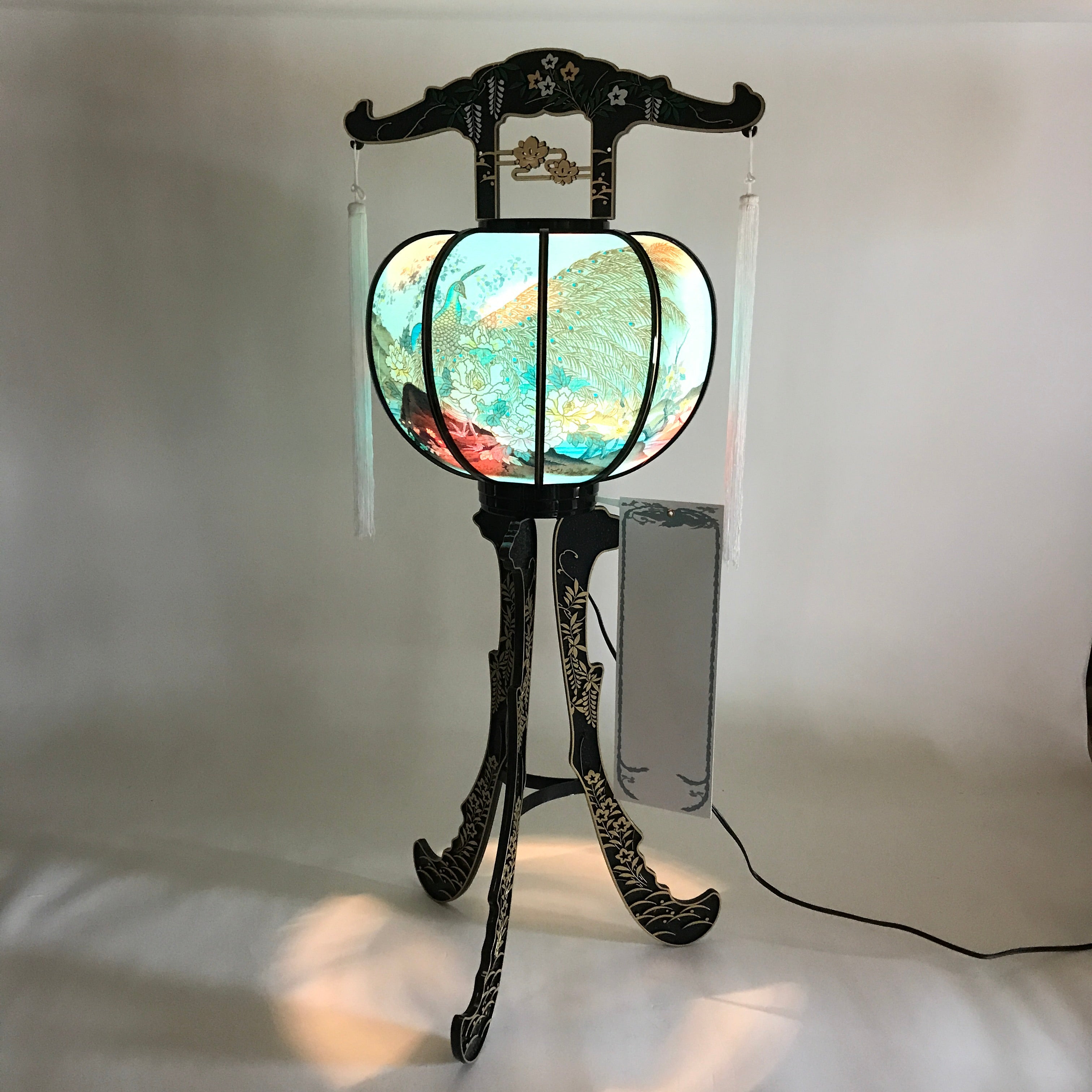 Japanese Electric Paper Lantern Vtg Standing Chochin Obon Festival LT52