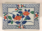 Japanese Enamelware Large Rectangle Plate Vtg Camellia White Horo PY134