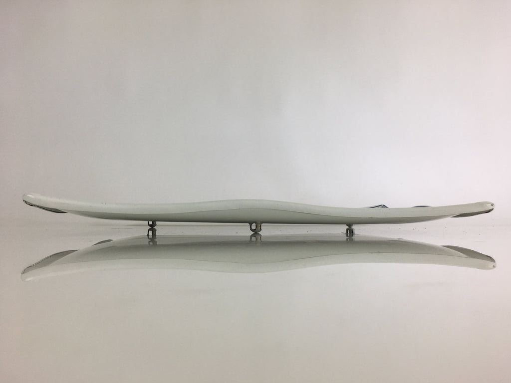 Japanese Enamelware Large Rectangle Plate Vtg Camellia White Horo PY134